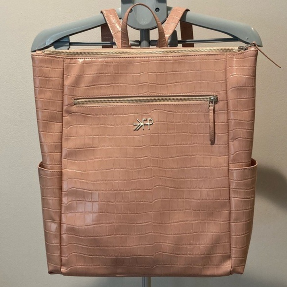Freshly Picked Vegan Leather Baby Diaper Bag Changing Pad‎ Croc Pink Chic Edgy
